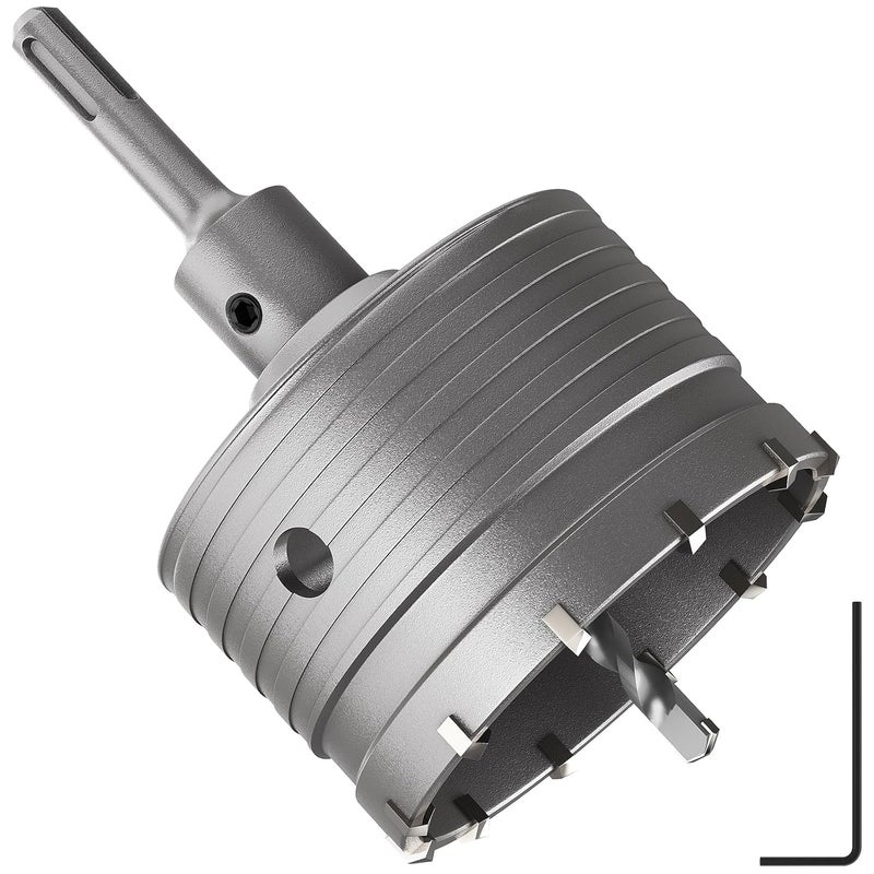 DAIMIT ㅤ Concrete Hole Saw 115mm / 4.52" with 220mm SDS Plus Shank Connecting Rod, Hole Saw Tool Set for Concrete Cement Brick Stone Wall Drilling - Image 1